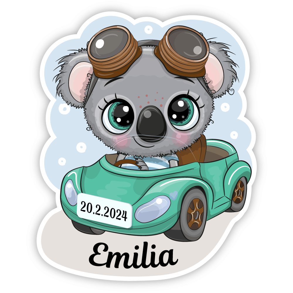 Geburtstafel Auto Koalabär - einfach und günstig in der Schweiz bestellen
