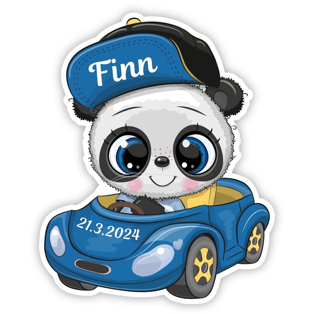 Geburtstafel Auto Pandabär - einfach und günstig in der Schweiz bestellen