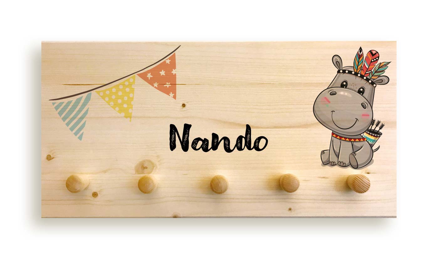 Personalisierte Garderobe Nilpferd