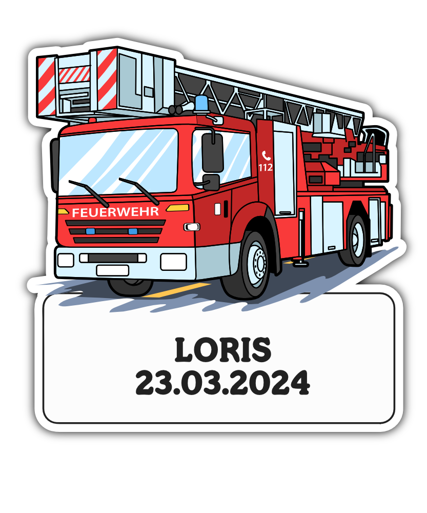Geburtstafel Feuerwehrauto - einfach und günstig in der Schweiz bestellen