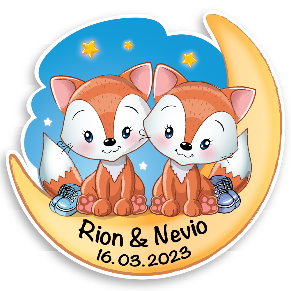 Geburtstafel Zwillinge Fuchs in Mond Junge & Junge