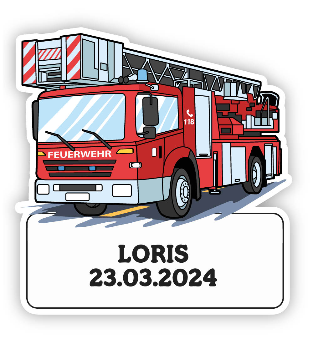 Geburtstafel Feuerwehrauto - einfach und günstig in der Schweiz bestellen