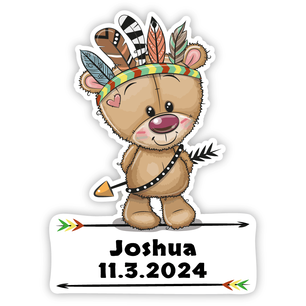 Geburtstafel Indianer Tier Teddy