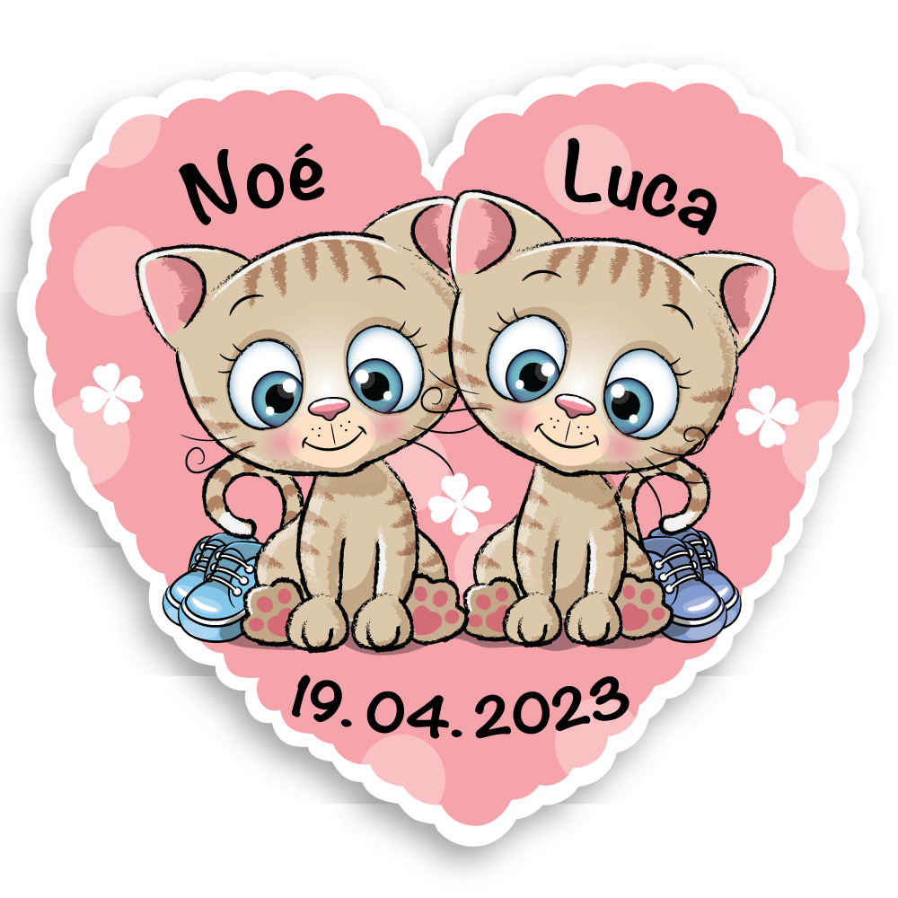 Geburtstafel Zwilling Kätzchen Junge und Junge