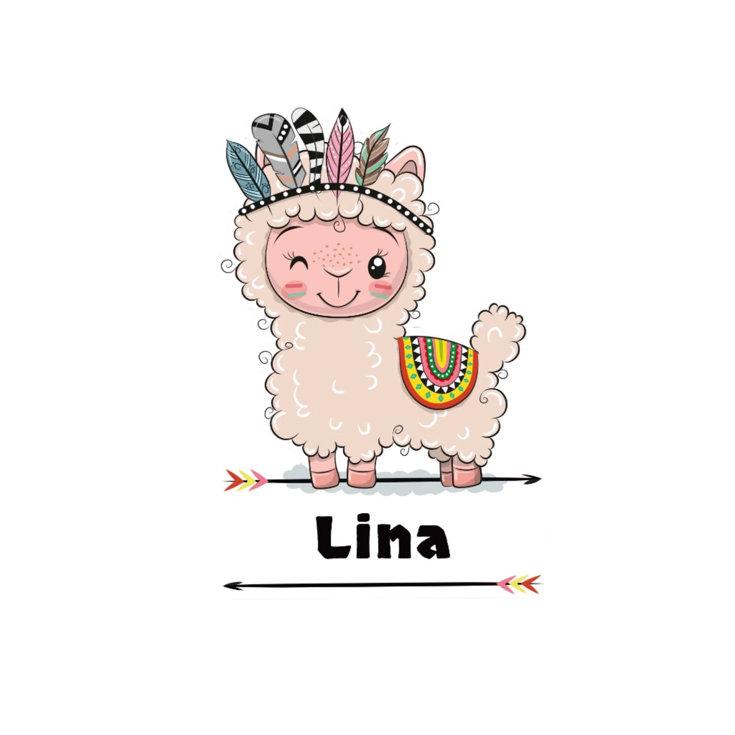 Kleine Geburtstafel als Türschild - Indianer Tier Alpaka
