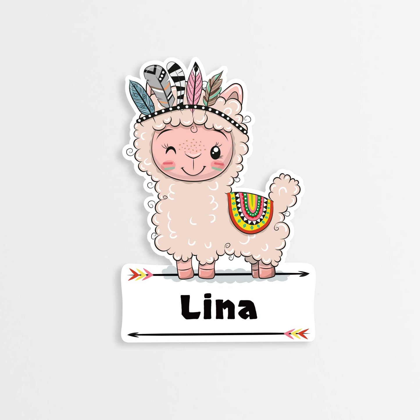 Kleine Geburtstafel als Türschild - Indianer Tier Alpaka