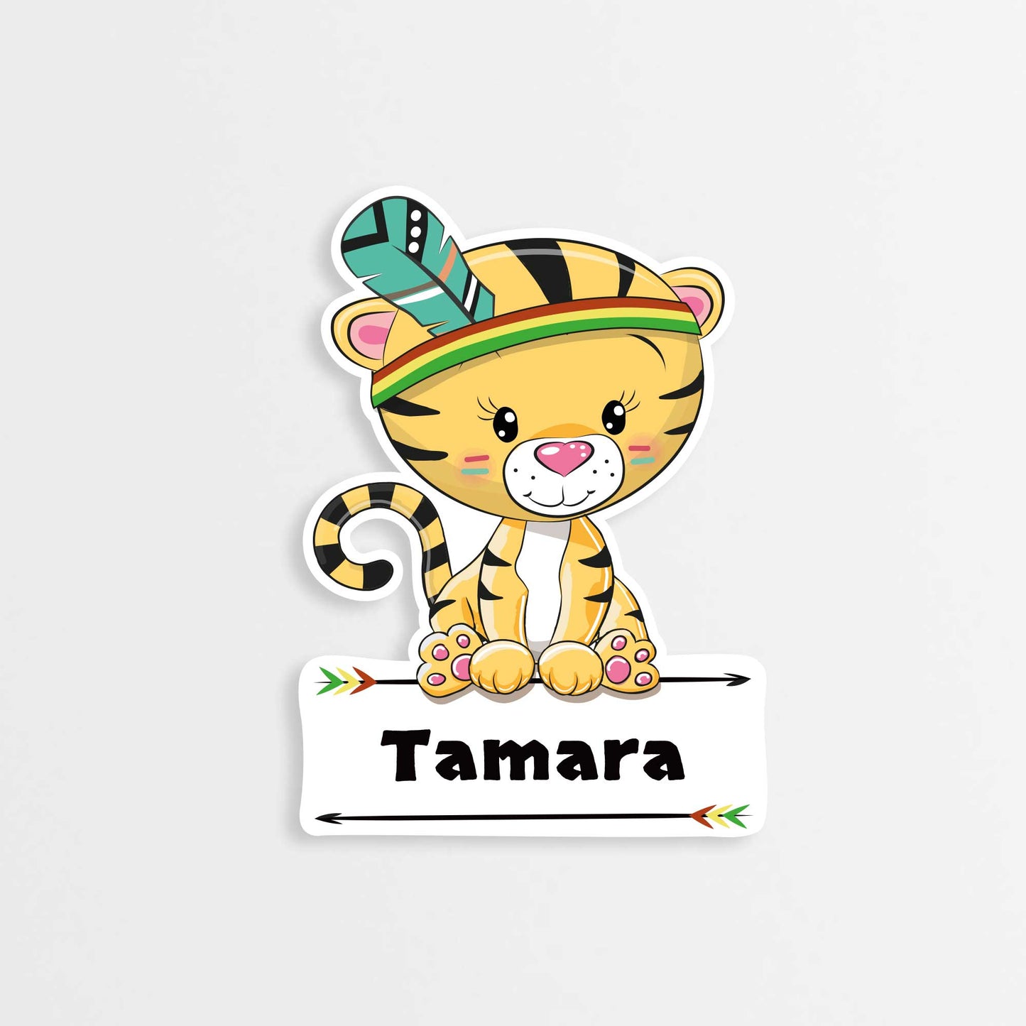 Kleine Geburtstafel als Türschild - Indianer Tiere Tiger