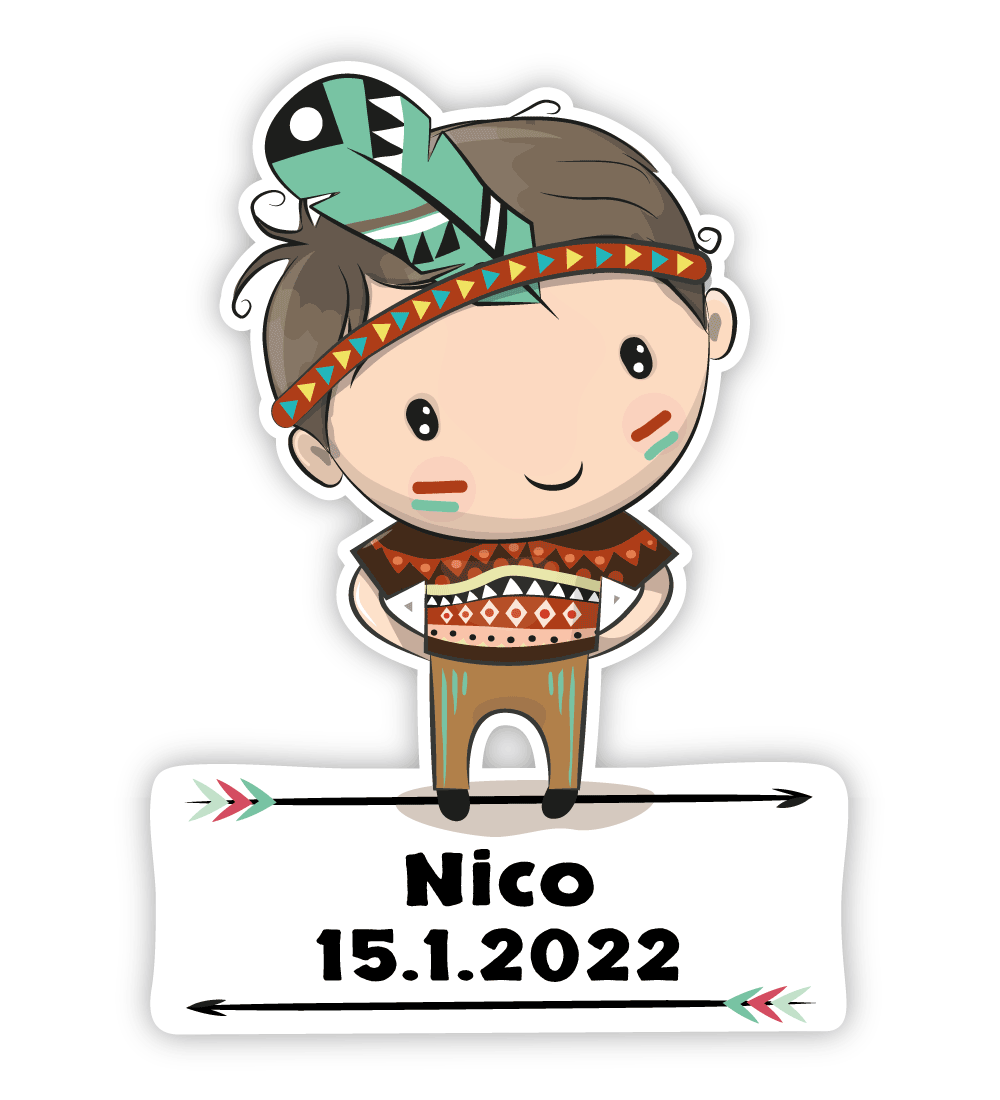 Geburtstafel Indianer Tier Junge - einfach und schnell in der Schweiz bestellen.