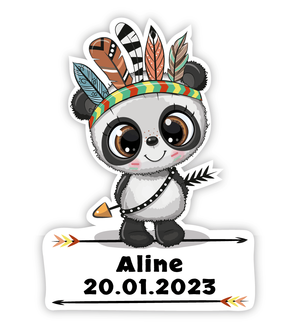 Geburtstafel Indianer Tier Panda - einfach und schnell in der Schweiz bestellen.