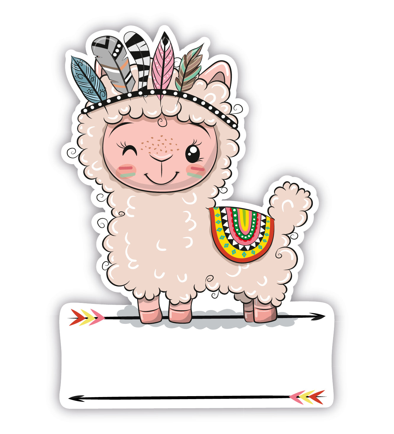 Geburtstafel Indianer Tier Alpaka Mädchen