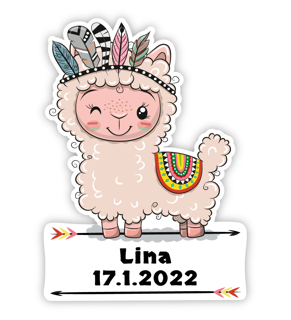 Geburtstafel Indianer Tier Alpaka Mädchen