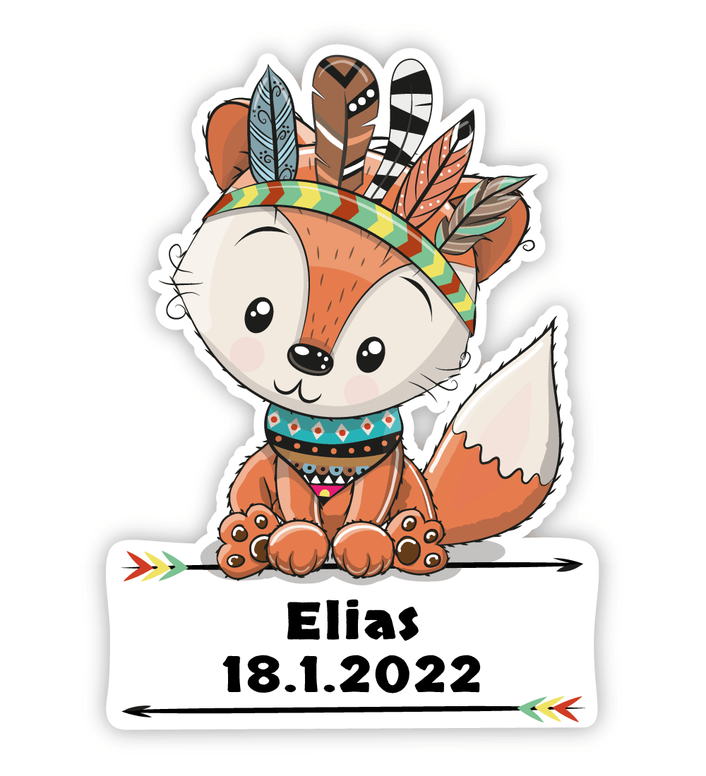Geburtstafel Indianer Tier Fuchs